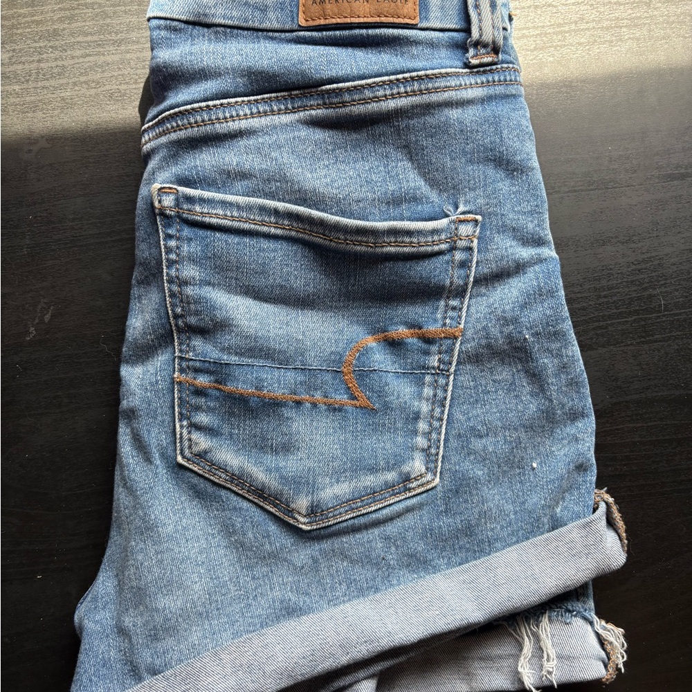 American Eagle Curvy Hi-Rise Shortie Jean Shorts